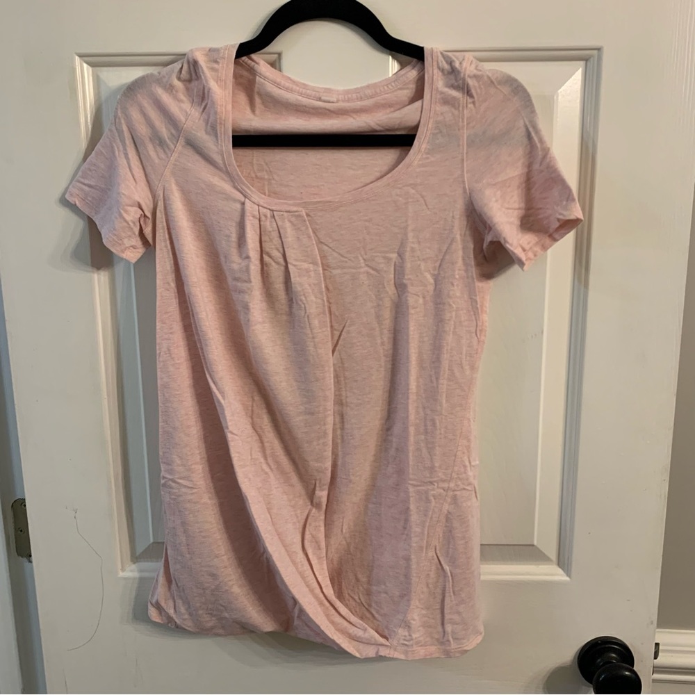 Lululemon Twist Tee Heathered Barely Pink Size 2 Trade-in Collection EUC